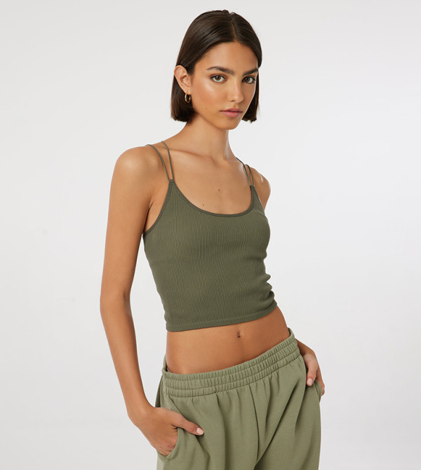 Ribbed Strappy Crop Top