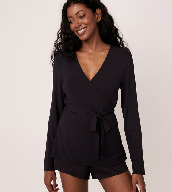 Modal Wrap Over Long Sleeve Shirt