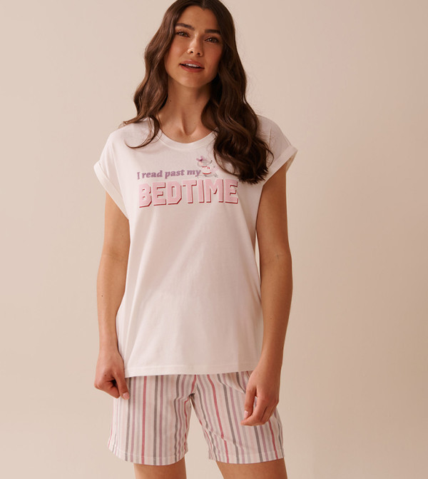 Mouse Print Cotton Crew Neck Sleep T-Shirt