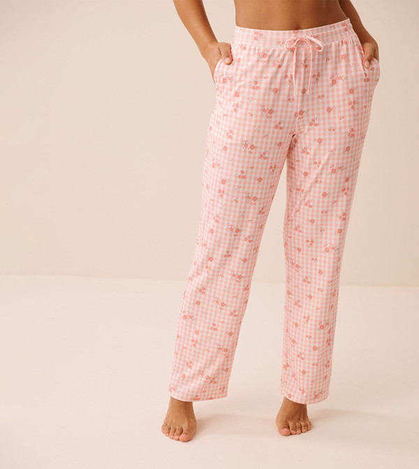 Floral Gingham Print Super Soft Pajama Pants