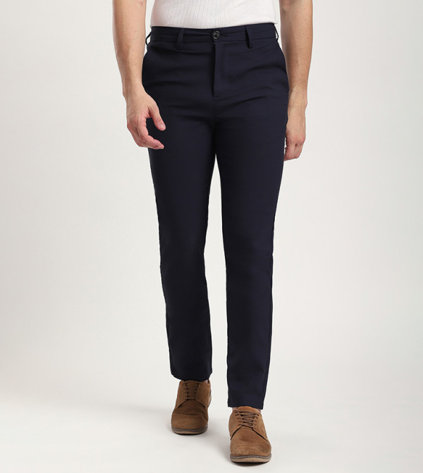 Solid Straight Fit Trousers
