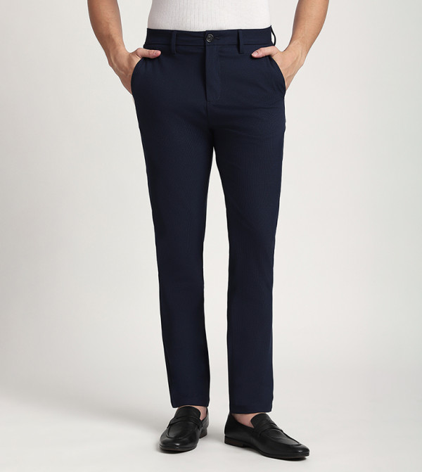 Textured Straight Fit Trousers