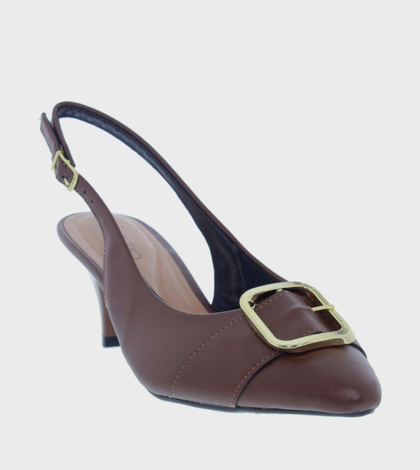 Metal Accent Slingback Pumps