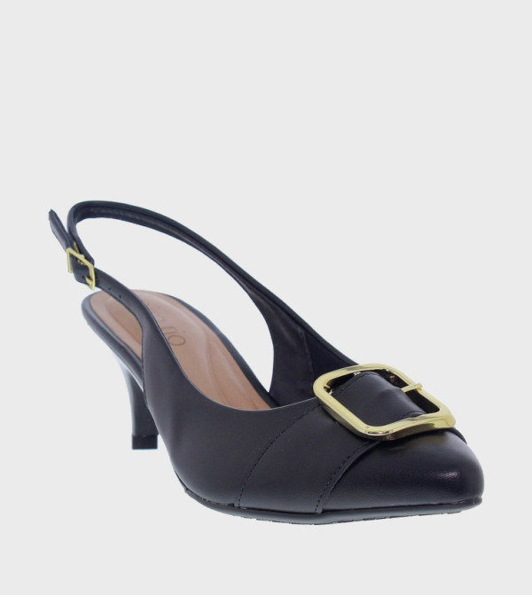 Metal Accent Slingback Pumps