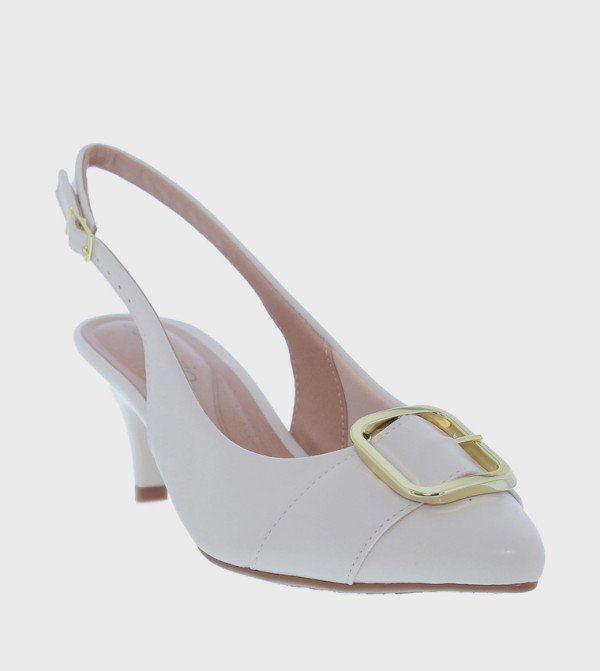 حذاء كعب بإكسسوار معدني وحزام خلفي 