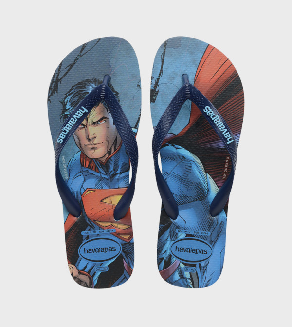 Super-Man Print Thong-Strap Flip-Flops