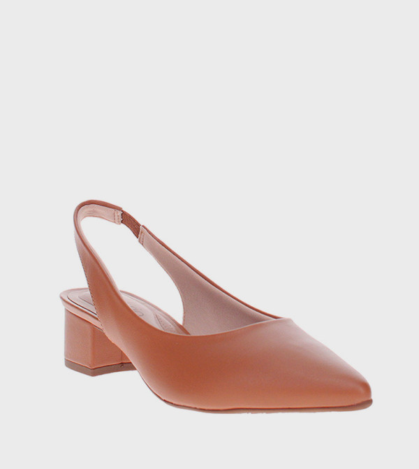 Textured Pointed Toe Slingback Pumps