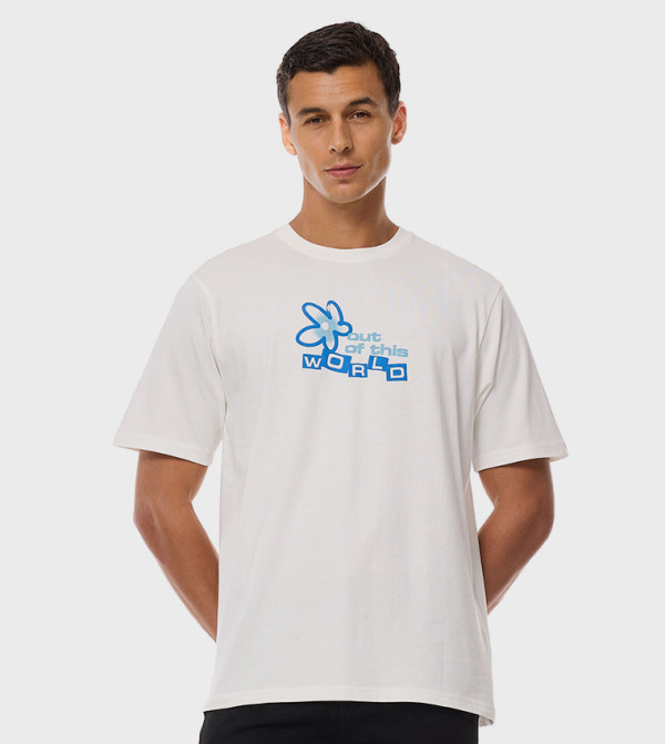 Printed T-Shirt with Crew Neck and Short Sleeves