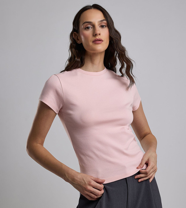 Solid T-Shirt with Crew Neck and Short Sleeves