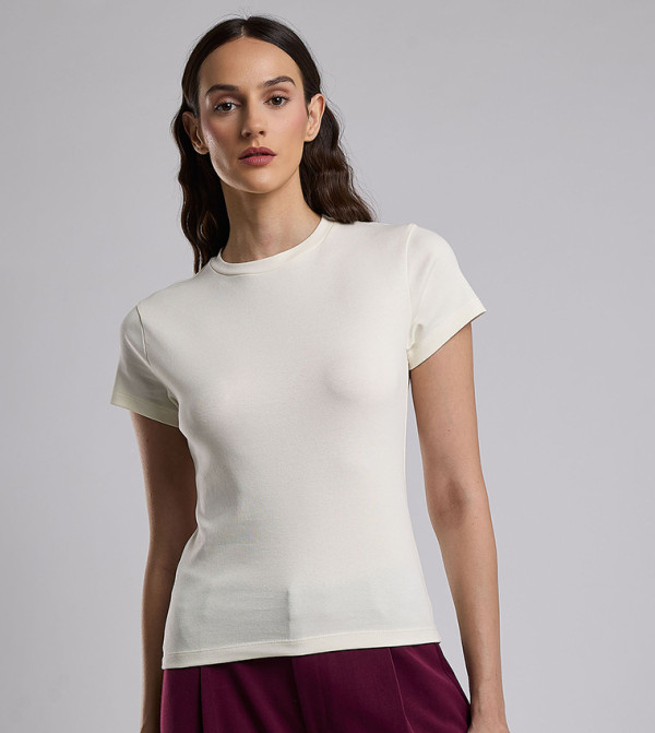 Solid T-Shirt with Crew Neck and Short Sleeves