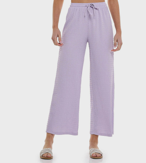 Textured Pants with Drawstring Waist