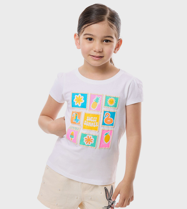 Printed T-Shirt with Crew Neck and Short Sleeves