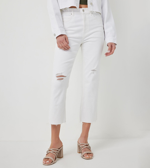 Ripped High Rise Kick Cropped Jeans