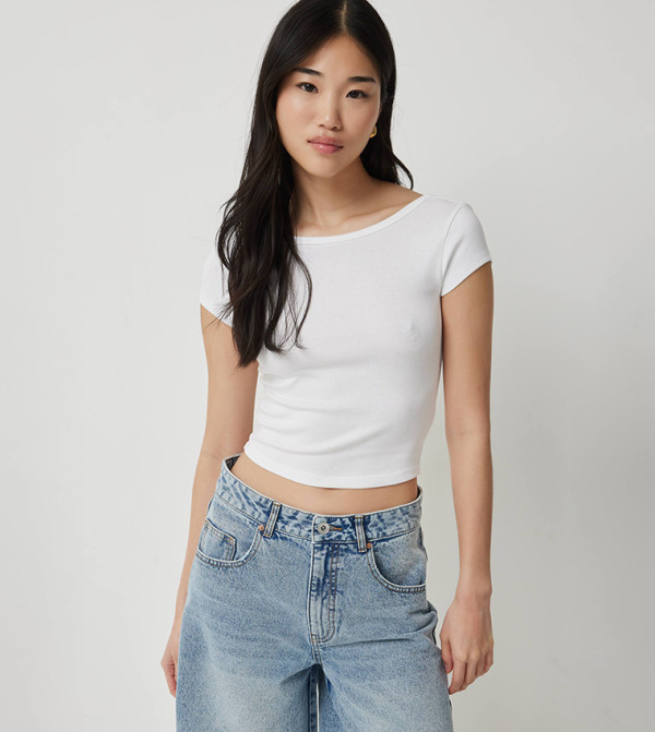 Ribbed Short Sleeves Top