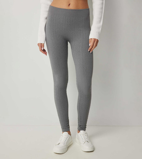 Cable Knit Elastic Waist Leggings