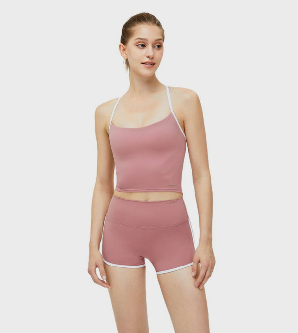 Solid Contrast Athletic Strap Crop Top