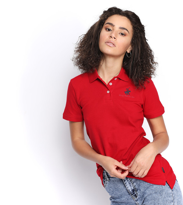3-Button Placket Short Sleeves Polo T-Shirt