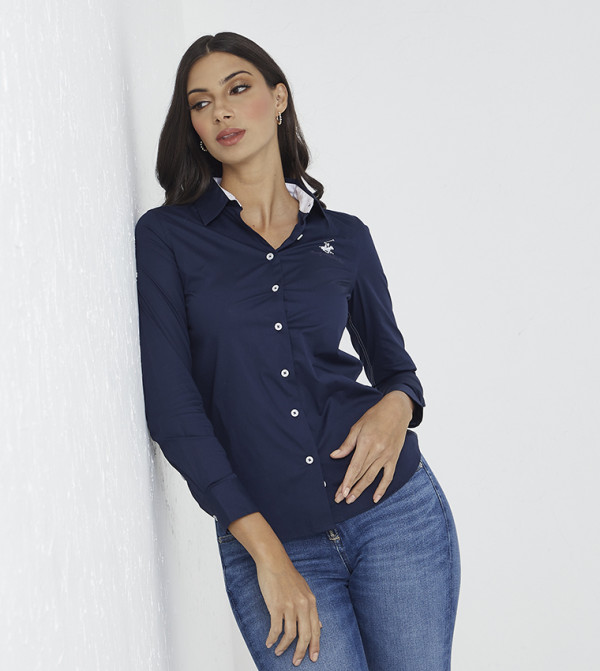 Logo Embroidered Long Sleeves Shirt