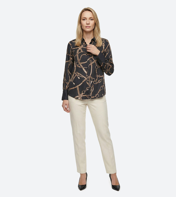 Printed Long Sleeves Button Down Shirt