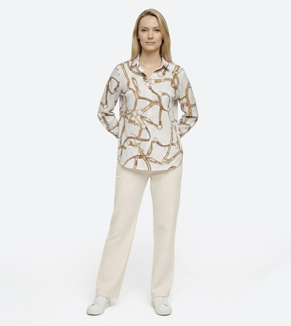 Printed Long Sleeves Button Down Shirt