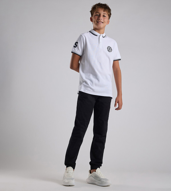 Print Detail Polo T-Shirt with Short Sleeves