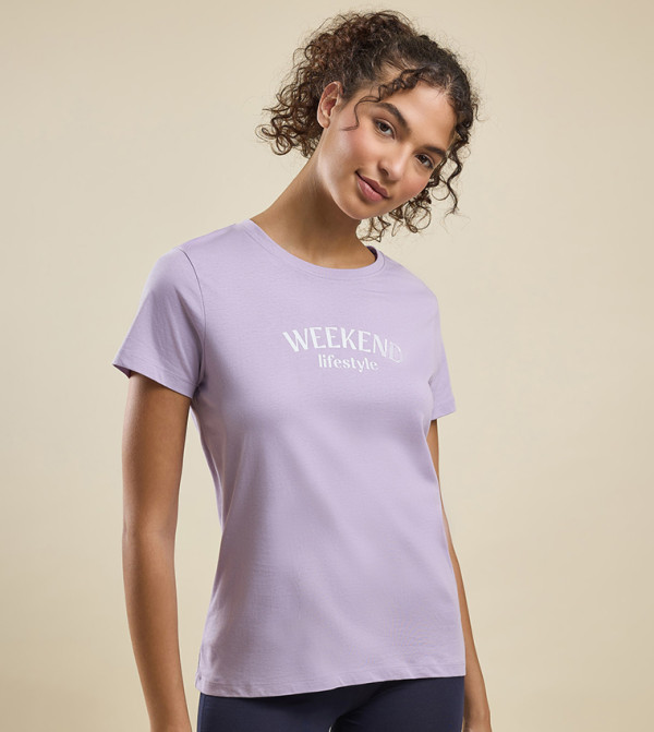 Printed T-Shirt with Crew Neck and Short Sleeves
