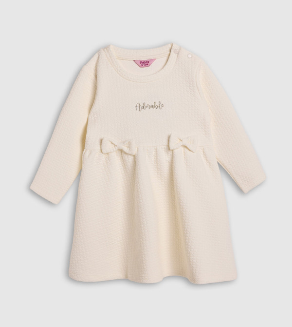 Quilted Fit and Flare Dress with Long Sleeves