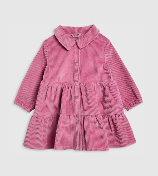 Textured Shirt Dress with Puff Sleeves