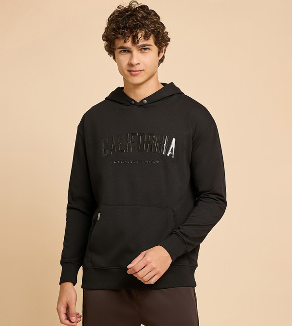 Printed Hoodie with Long Sleeves