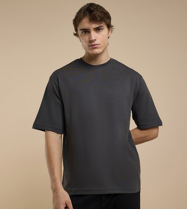 Solid T-Shirt with Crew Neck and Short Sleeves
