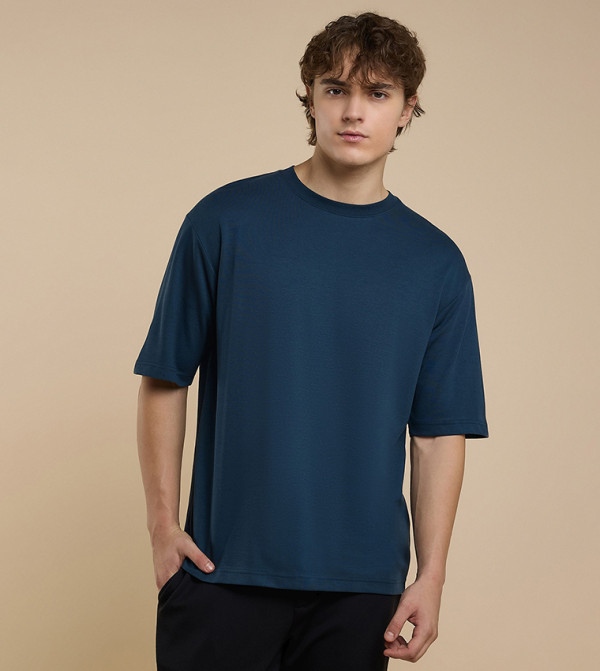 Solid T-Shirt with Crew Neck and Short Sleeves