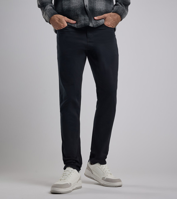 Solid Woven Pants with Button Closure