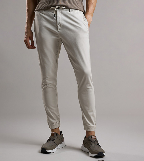 Solid Jogger Pants with Drawstring Waist