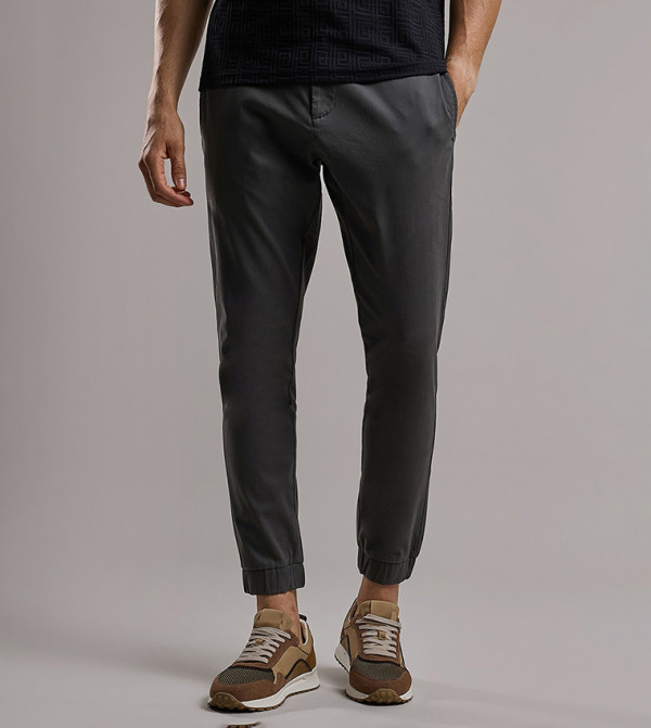 Solid Jogger Pants with Drawstring Waist