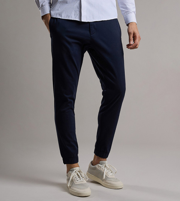 Solid Jogger Pants with Drawstring Waist