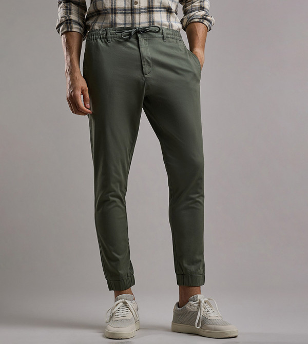 Solid Jogger Pants with Drawstring Waist