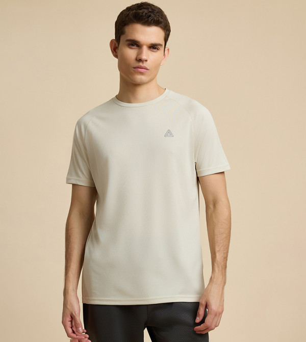Logo Detail Active T-Shirt with Crew Neck and Short Sleeves