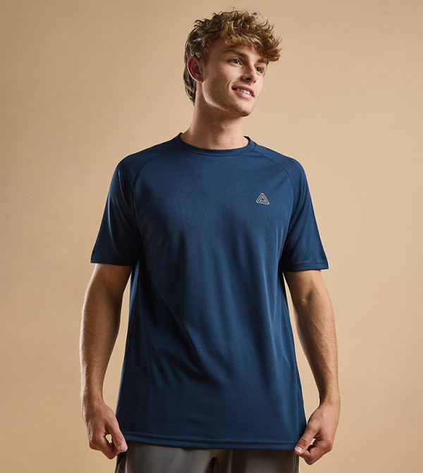 Logo Detail Active T-Shirt with Crew Neck and Short Sleeves
