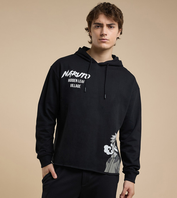 Naruto Print Hoodie with Long Sleeves