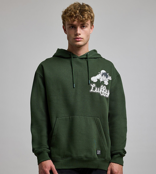 Printed Hoodie with Long Sleeves