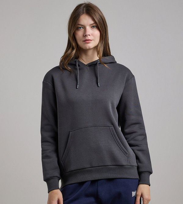 Solid Hoodie with Long Sleeves