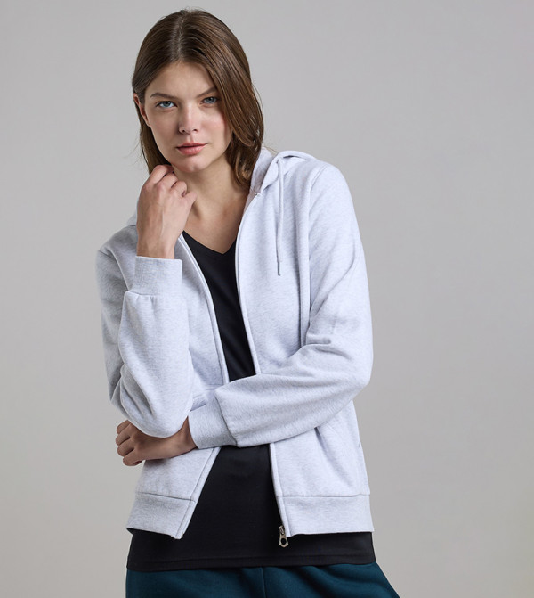 Solid Hooded Jacket with Long Sleeves