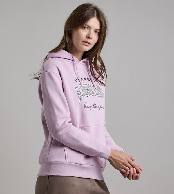 Printed Hoodie with Long Sleeves