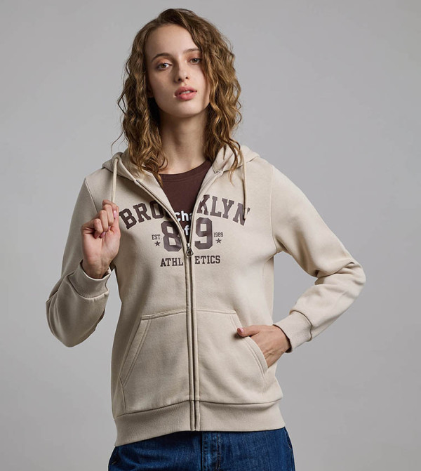 Printed Hooded Jacket with Long Sleeves