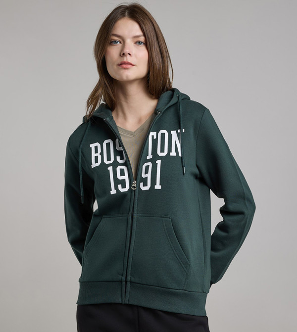 Printed Hooded Jacket with Long Sleeves