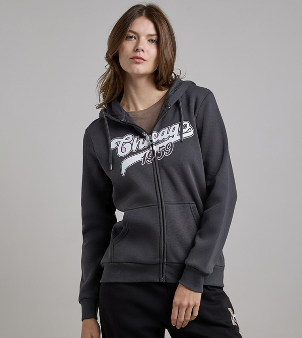 Printed Hooded Jacket with Long Sleeves