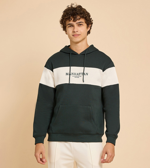 Color Block Hoodie with Long Sleeves