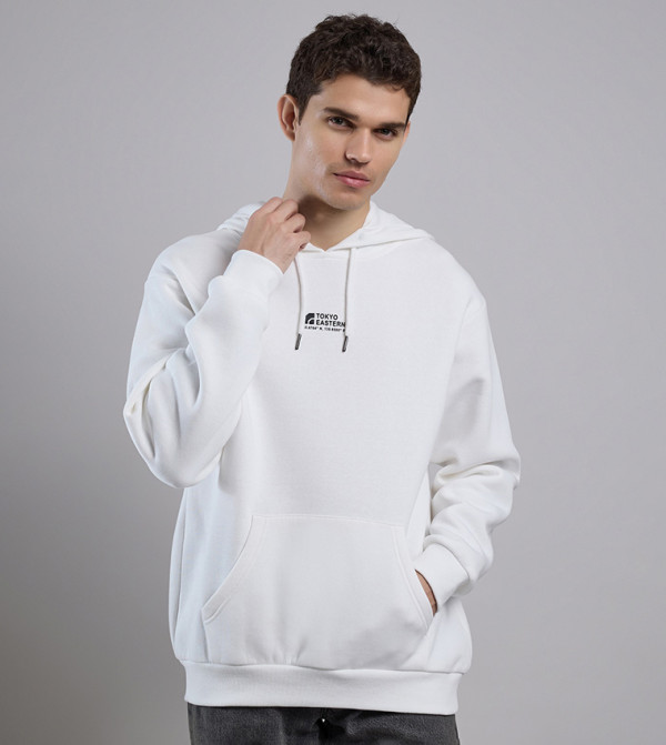 Printed Hoodie with Long Sleeves