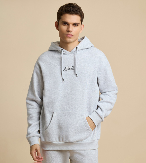 Printed Hoodie with Long Sleeves
