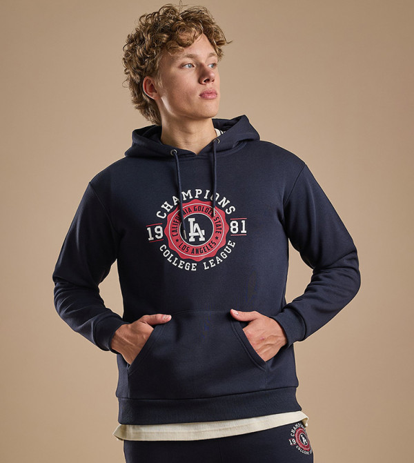 Printed Hoodie with Long Sleeves